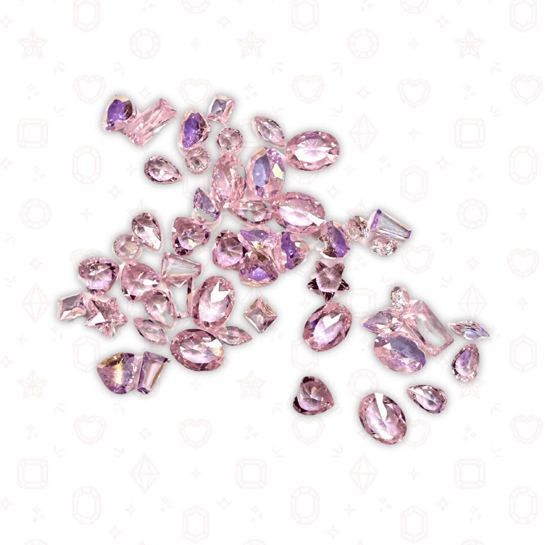 Mixed Shape Pink Crystal Pack - Foil Free - Crystals for Tooth Gems & Nail Art