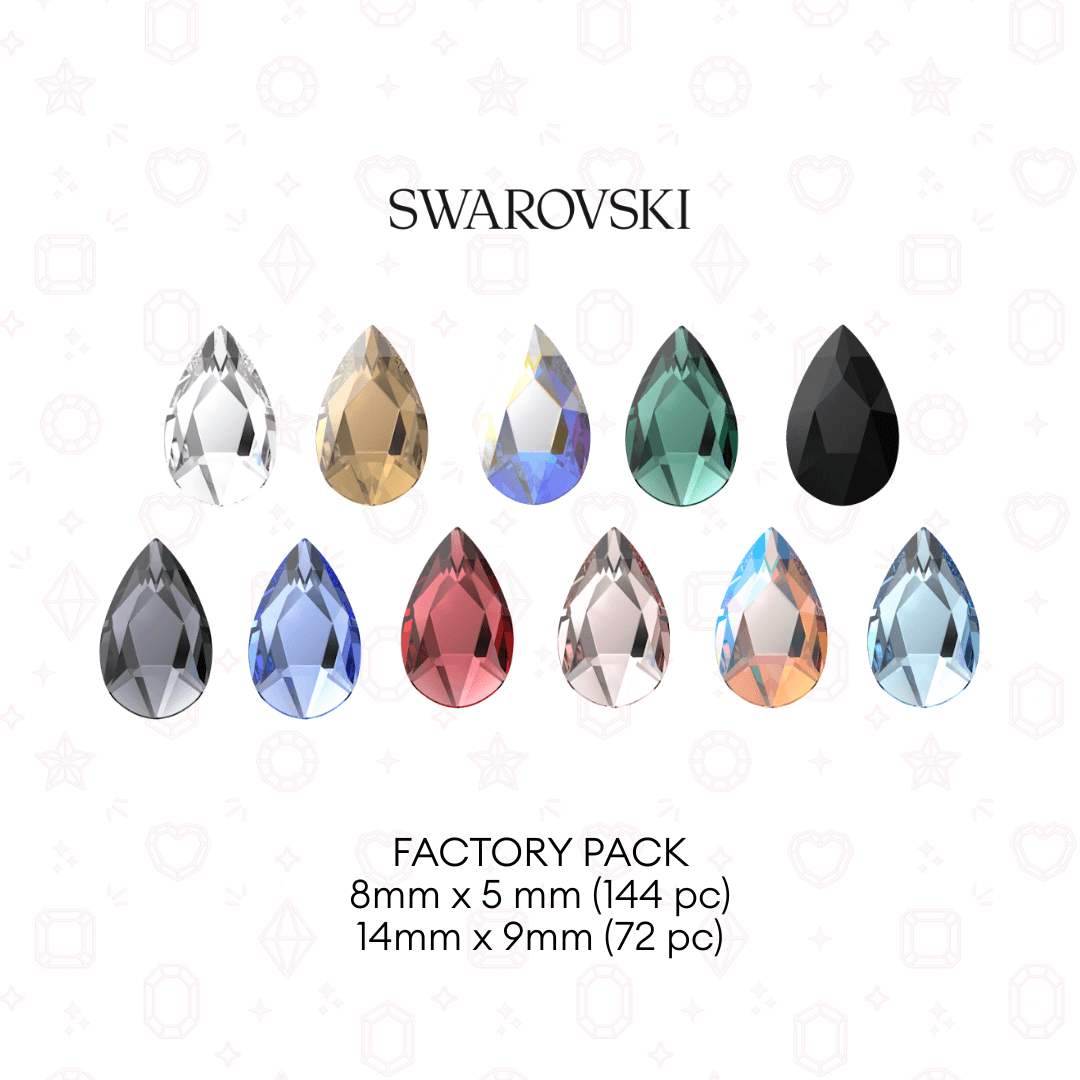 Swarovski 2303 Pear NHF Flatback - Factory Pack
