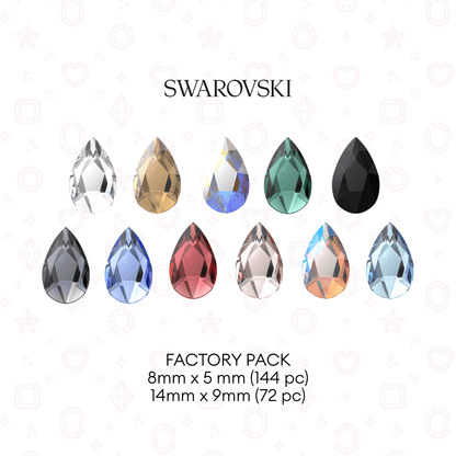 Swarovski 2303 Pear NHF Flatback - Factory Pack