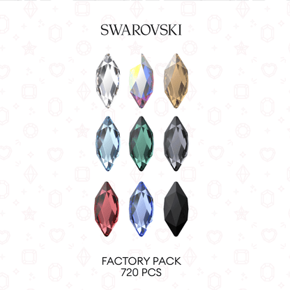 Swarovski 2210 Marquise NHF Flatabck - Factory Pack